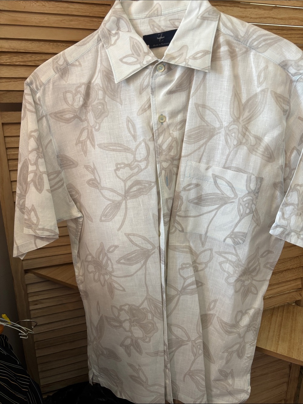 Zegna Sport Short-Sleeve Floral Button-Up Shirt — Beige on White Large